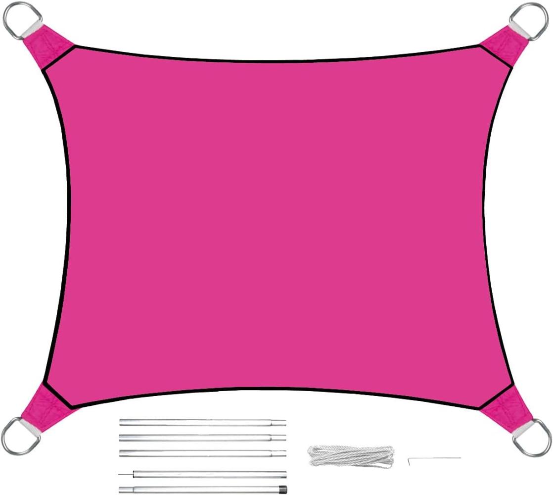 Sonnensegel Rechteckig 4x3m Pink mit Stangenset - Sonnenschutz für den Garten Bild 1