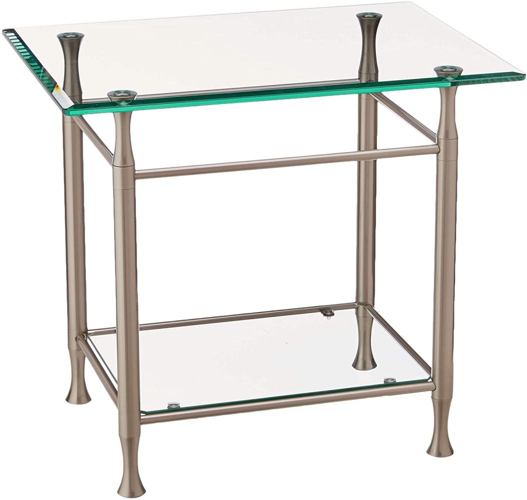 Beistelltisch 39820, Glas/Edelstahloptik, ca. 58 x 52 x 43 cm Bild 1