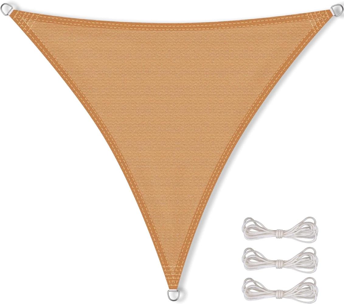 CelinaSun Sonnensegel inkl Befestigungsseile Premium HDPE wetterbeständig atmungsaktiv Dreieck gleichseitig 4 x 4 x 4 m Sand beige Bild 1