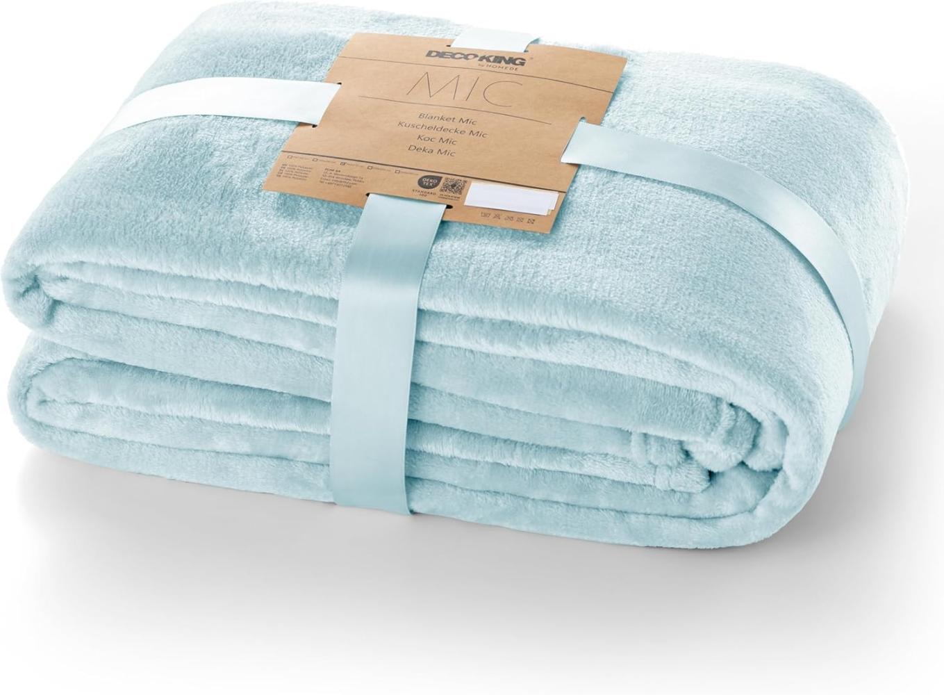 DecoKing Kuscheldecke 70x150 cm hellblau Decke Microfaser Tagesdecke Fleece weich sanft kuschelig Baby Blue Mic Bild 1