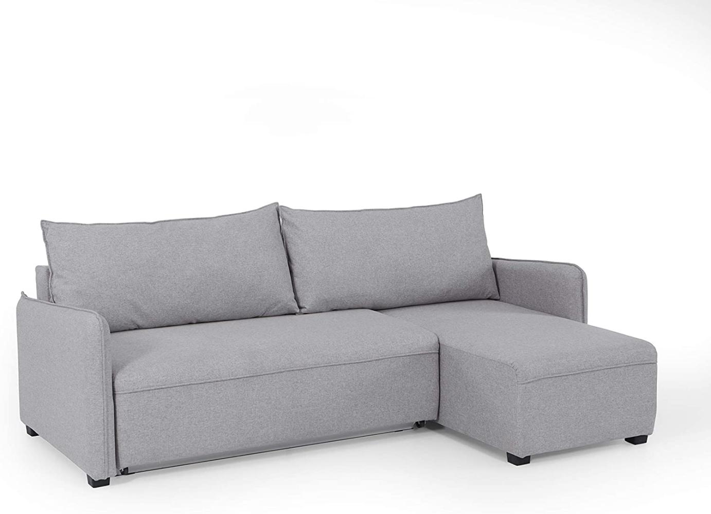 Atlantic Home Collection Dublin Schlafsofa mit Bettkasten, Polyester, Hellgrau, L-Form Sofa DUESSELDORF Bild 1