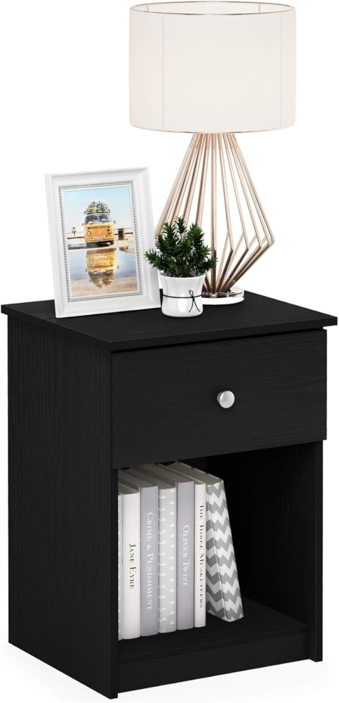 Furinno Lucca Nachttisch, Spanplatte, Schwarze Eiche, 2-Pack Bild 1