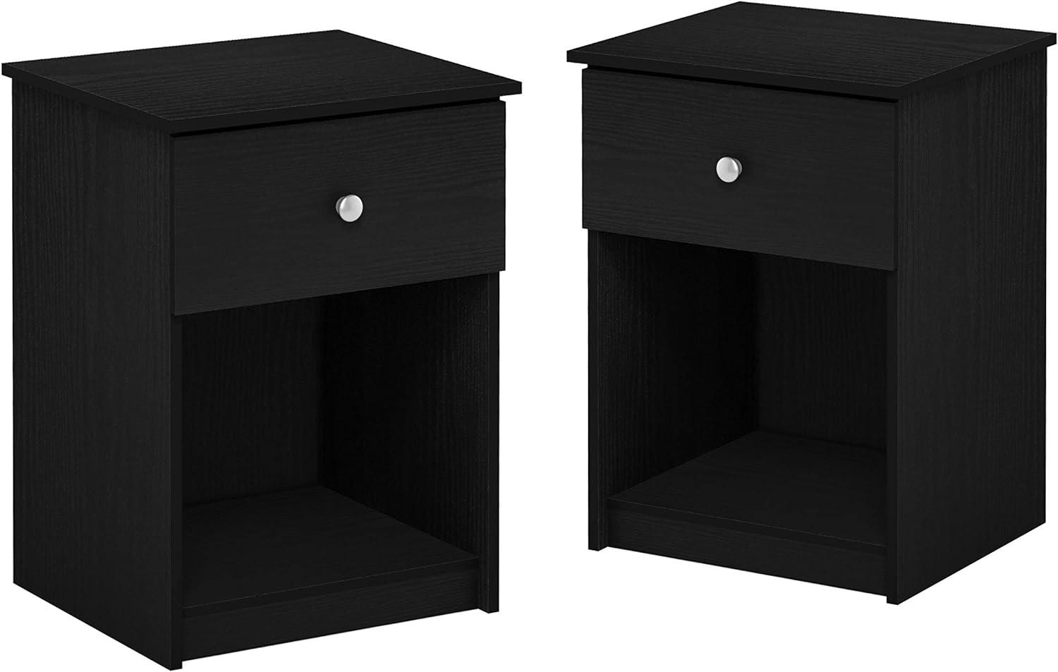 Furinno Lucca Nachttisch, Spanplatte, Schwarze Eiche, 2-Pack Bild 1