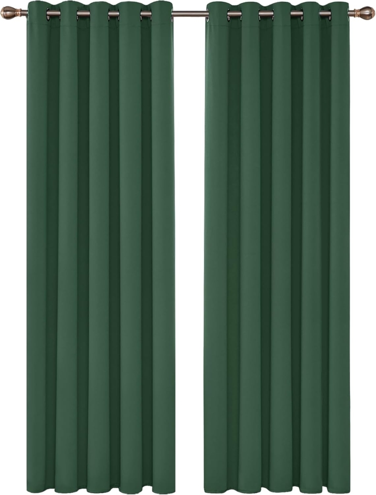 Deconovo Blickdichte Gardinen Kälteschutz Vorhang Blickdicht Vorhang Verdunkelung Fenstervorhang, 229x117 cm(HöhexBreite), Waldgrün, 2er Set Bild 1