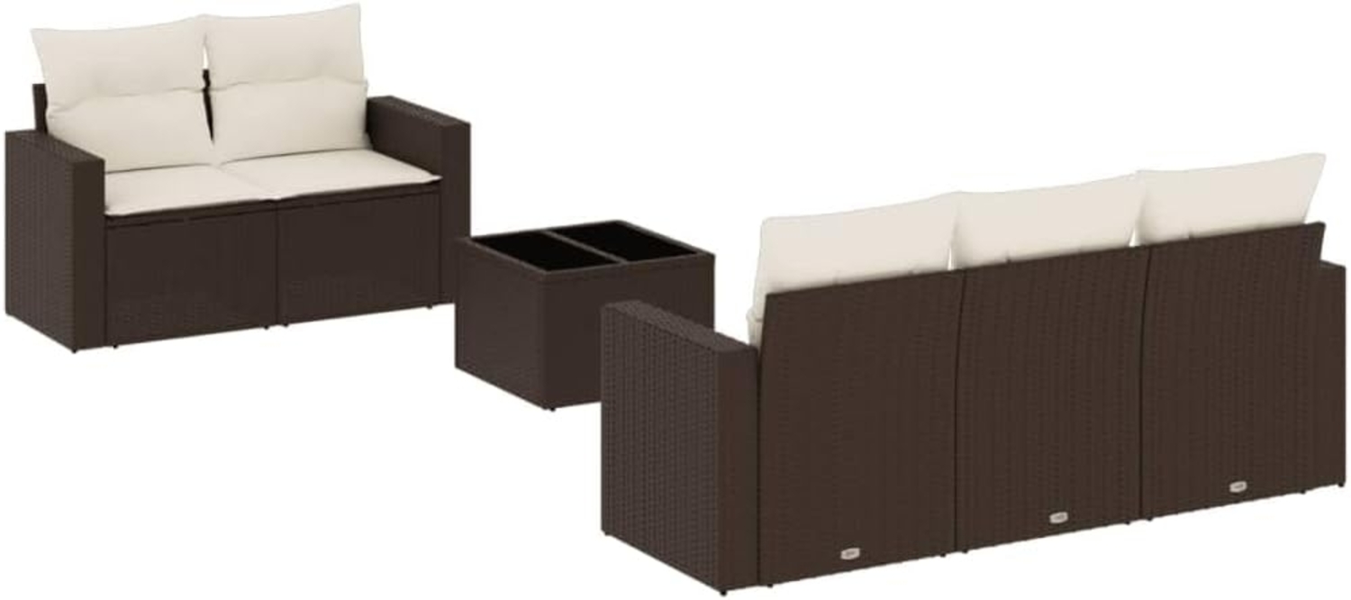 vidaXL 6-tlg. Garten-Sofagarnitur mit Kissen Braun Poly Rattan 3251040 Bild 1