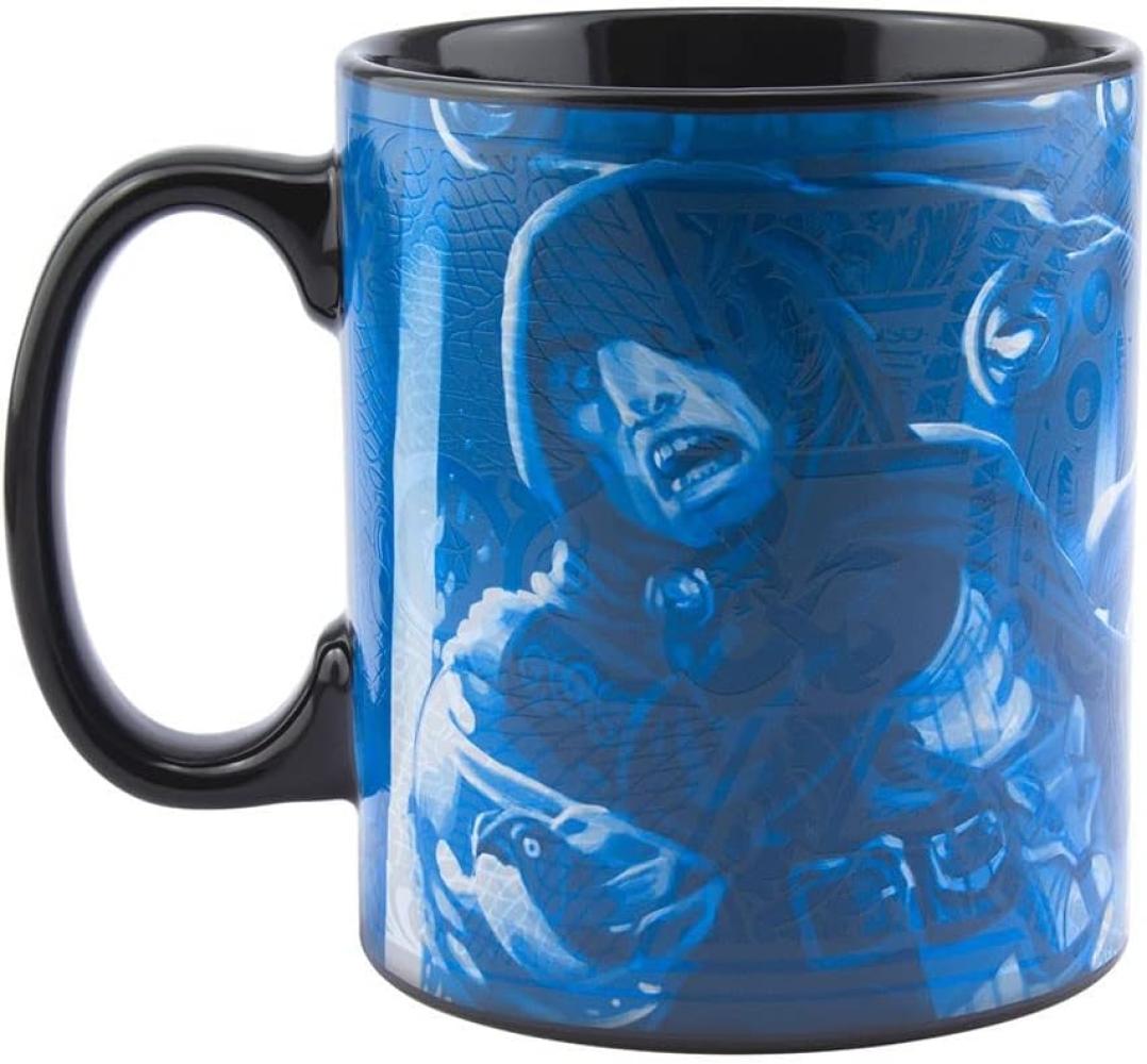 Paladone PP6637DD Dungeons and Dragons Tasse aus Keramik, hitzeempfindlich, Farbwechsel groß, perfekte Geschenkidee für Gamer, offizielles Lizenzprodukt, 550 ml Fassungsvermögen, blauschwarz Bild 1