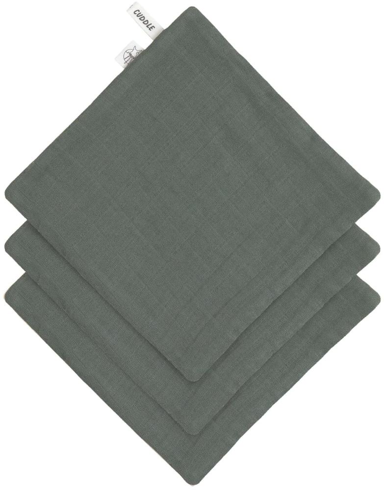 LÄSSIG Baby Musselin Waschlappen 3er Set/Muslin/Terry Washcloth Set 3 pcs petrol green Bild 1