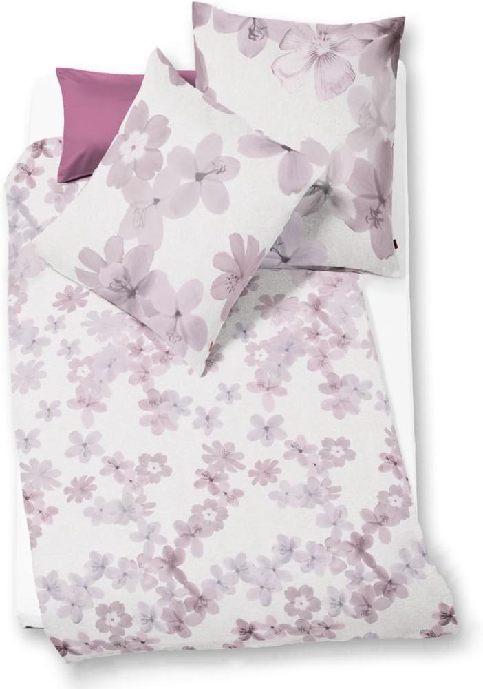 Fleuresse Mako-Satin Bettwäsche 155x220 Blüten Blumen Melange mouve rosa 113805-4 Bild 1