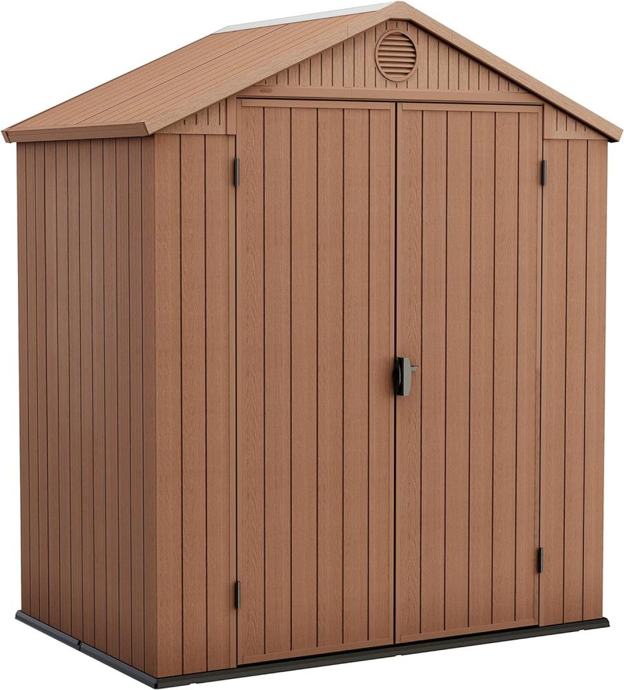 Keter Gerätehaus Darwin 6x4 DD, Braun, Außenmaße 190x122x221cm, wartungsfrei, Kunststoff,wetterfest, Gartenhaus Geräteschuppen Gartenhütte, Hütte für Gartengeräte Bild 1