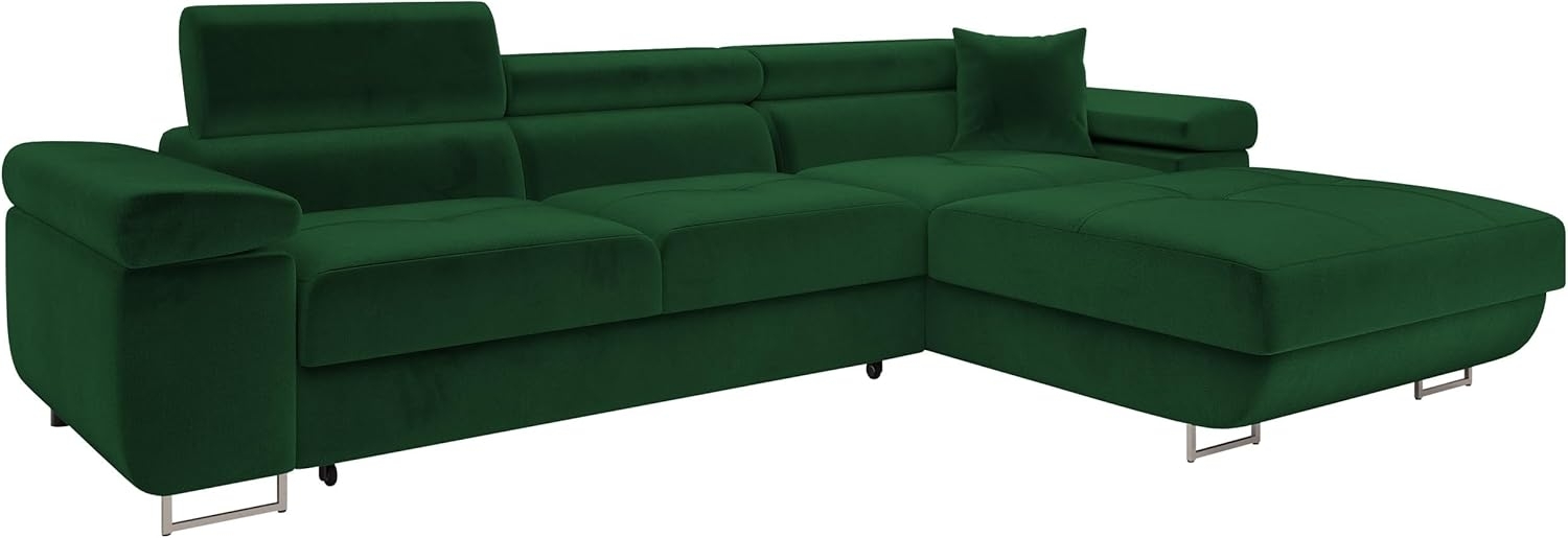 Ecksofa Torezio Mini mit Bettkasten, Schlaffunktion und Einstellbare Kopfstützen (Farbe: Manila 35, Seite: Rechts) Bild 1