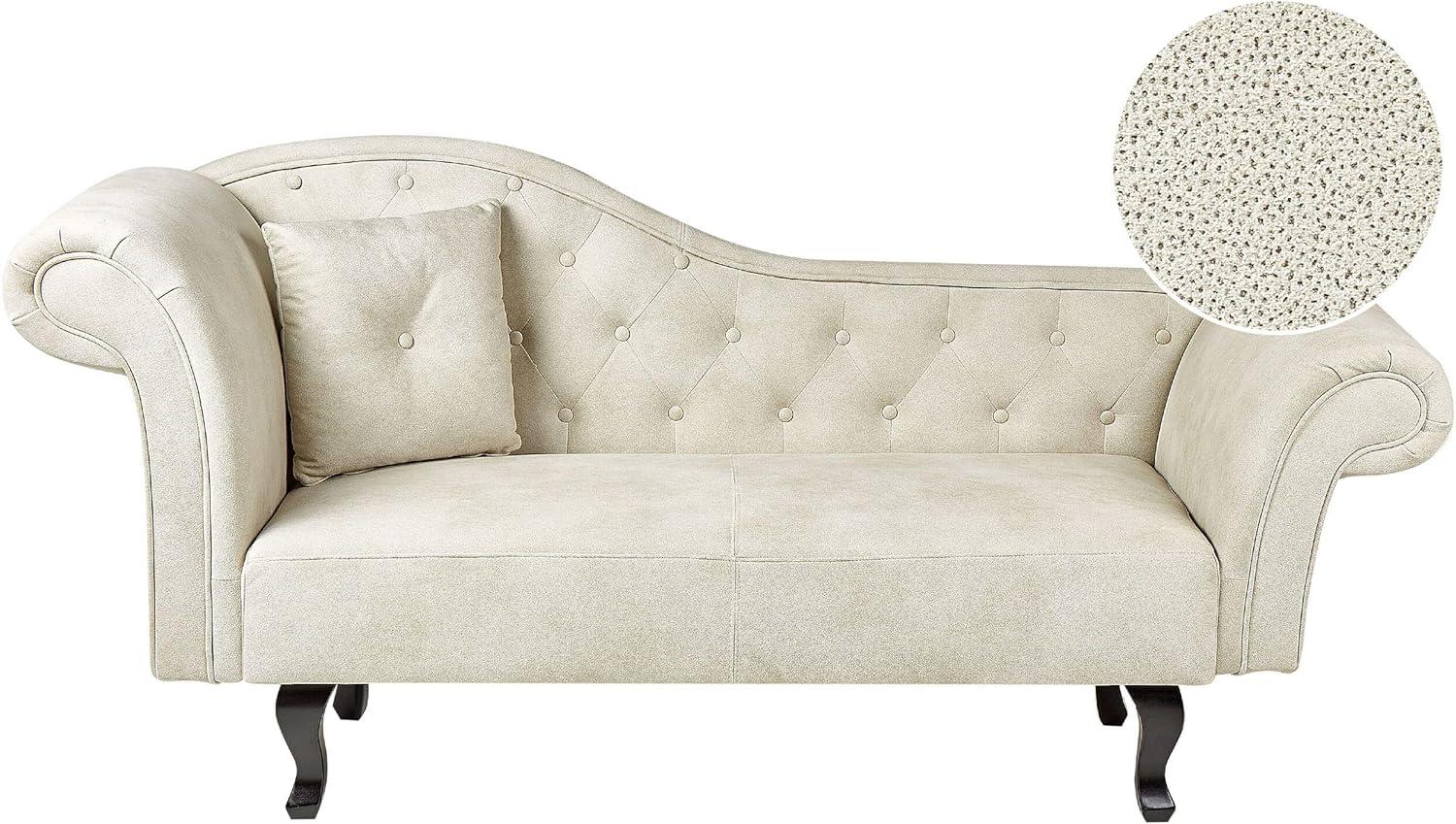 Chaiselongue Samtstoff hellbeige linksseitig LATTES II Bild 1