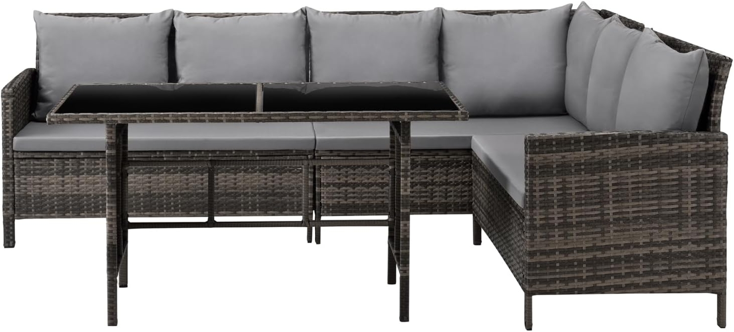 SVITA MADISON Polyrattan Essgruppe Gartenmöbel Set Rattan Lounge Ecksofa braun Bild 1