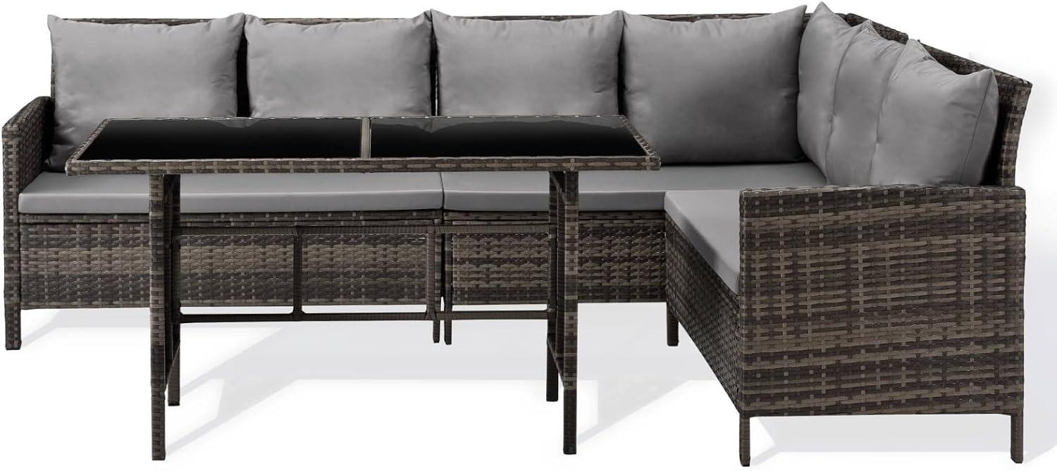 SVITA MADISON Polyrattan Essgruppe Gartenmöbel Set Rattan Lounge Ecksofa braun Bild 1