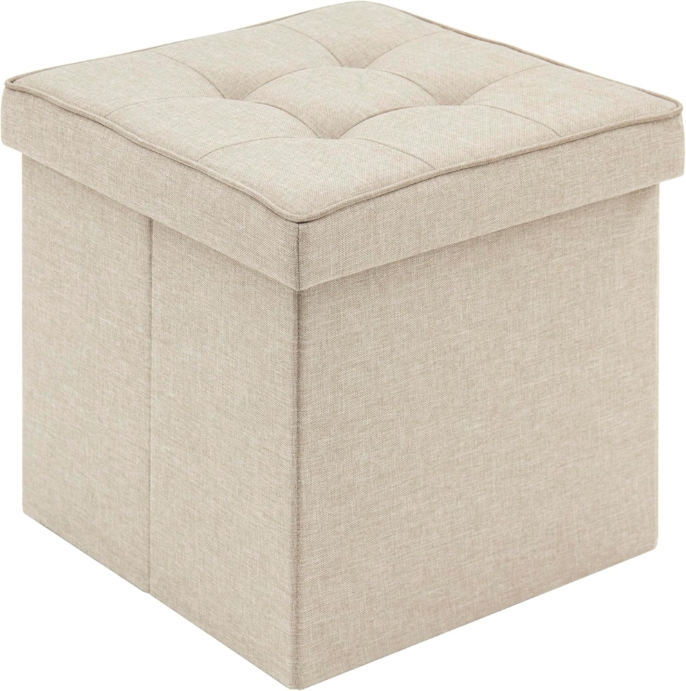 WOLTU Sitzhocker mit Stauraum Sitzwürfel Sitzbank Faltbar Truhen Aufbewahrungsbox, Deckel Abnehmbar, Gepolsterte Sitzfläche aus Leinen, 37,5 x 37,5 x 38CM(LxBxH), Beige, SH30cm Bild 1