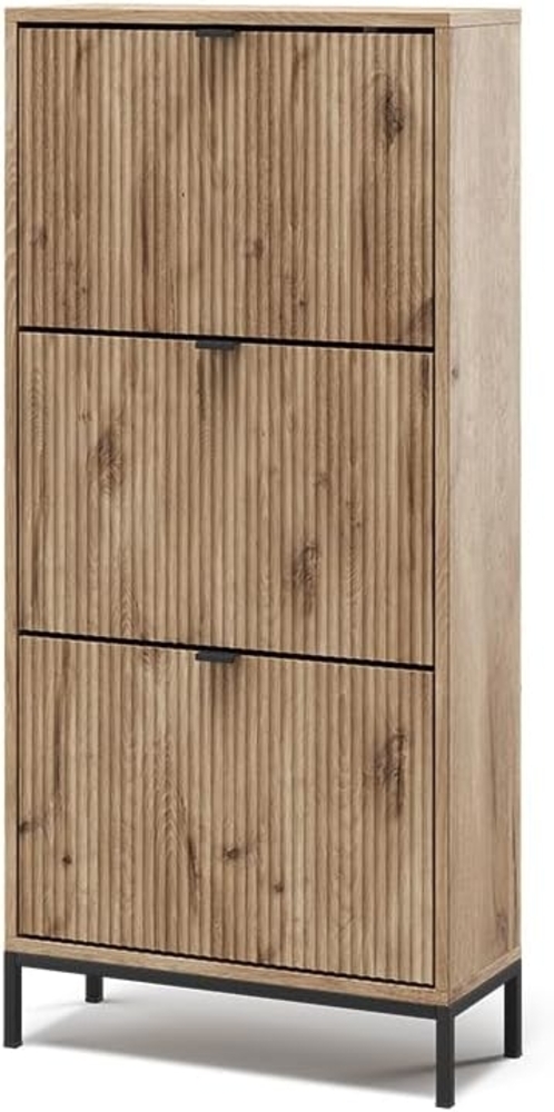 Schuhkipper Eliza Viking Oak 60 x 130 cm mit 3 Klappschubladen Vicco Bild 1