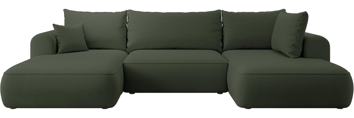 Selsey Sofa Ecksofa Eckcouch Schlafsofa Couch Mit Stauraum Schlaffunktion Pflegeleicht Polyurethanschaum U Form Rechts OVO Olivgrün Veloursoptik Castel Bild 1