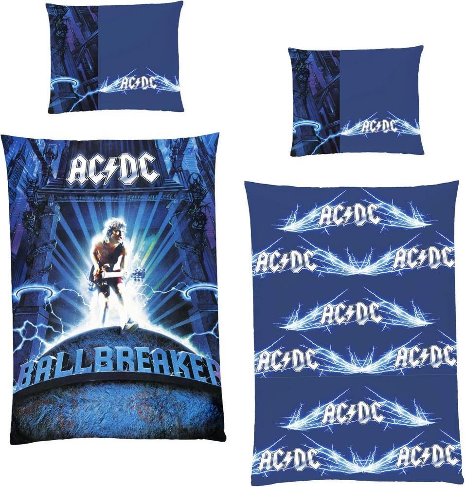 BERONAGE Wendebettwäsche ACDC Ballbreaker Bettwäsche Linon / Renforcé, 100% Baumwolle, 2 teilig, 135x200 + 80x80 cm Bild 1