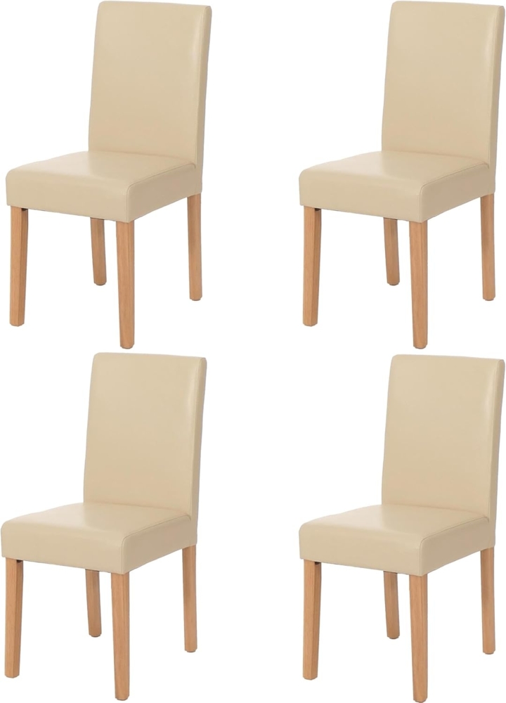 4er-Set Esszimmerstuhl Stuhl Küchenstuhl Littau ~ Kunstleder, creme helle Beine Bild 1