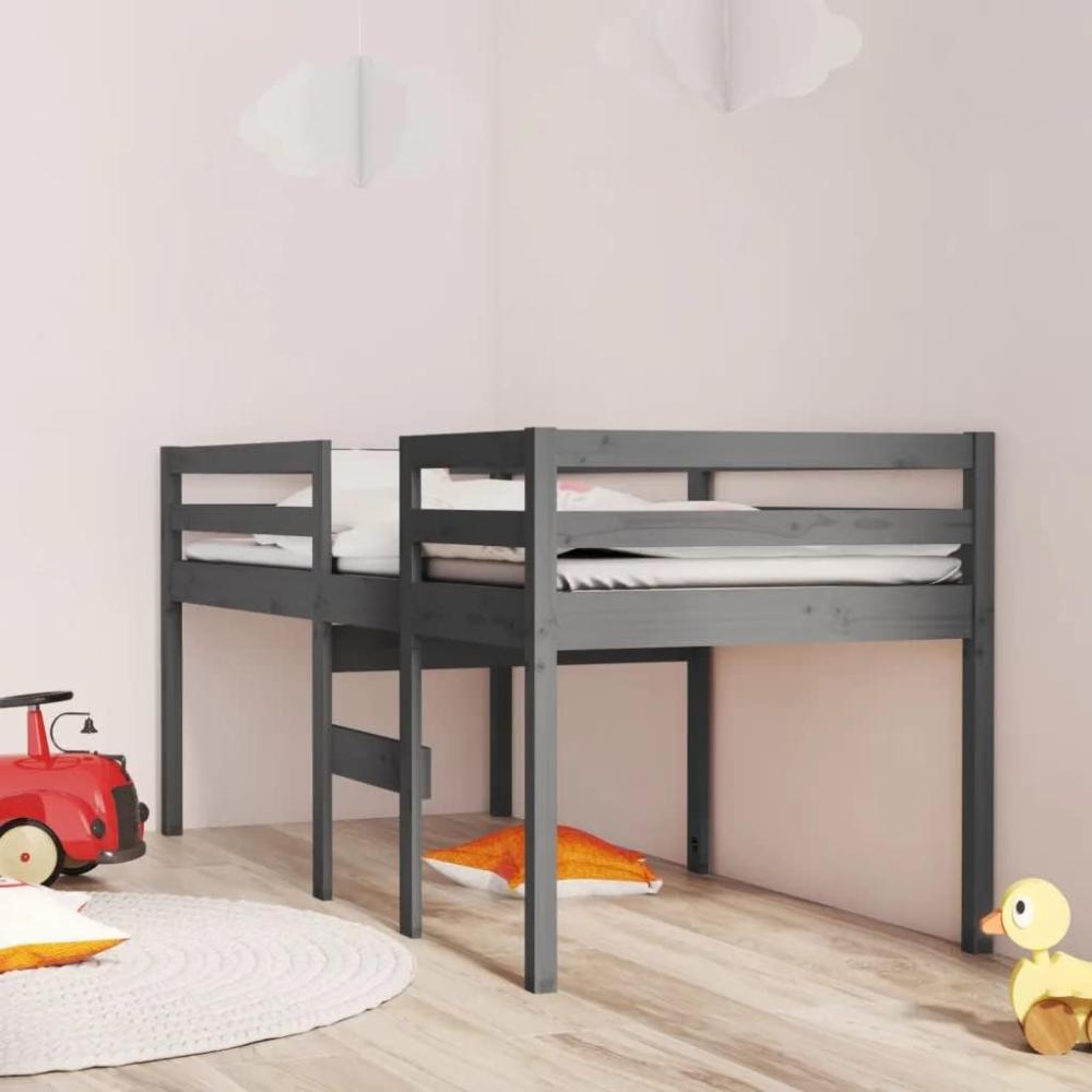 Hochbett Grau 80x200 cm Massivholz Kiefer Bild 1