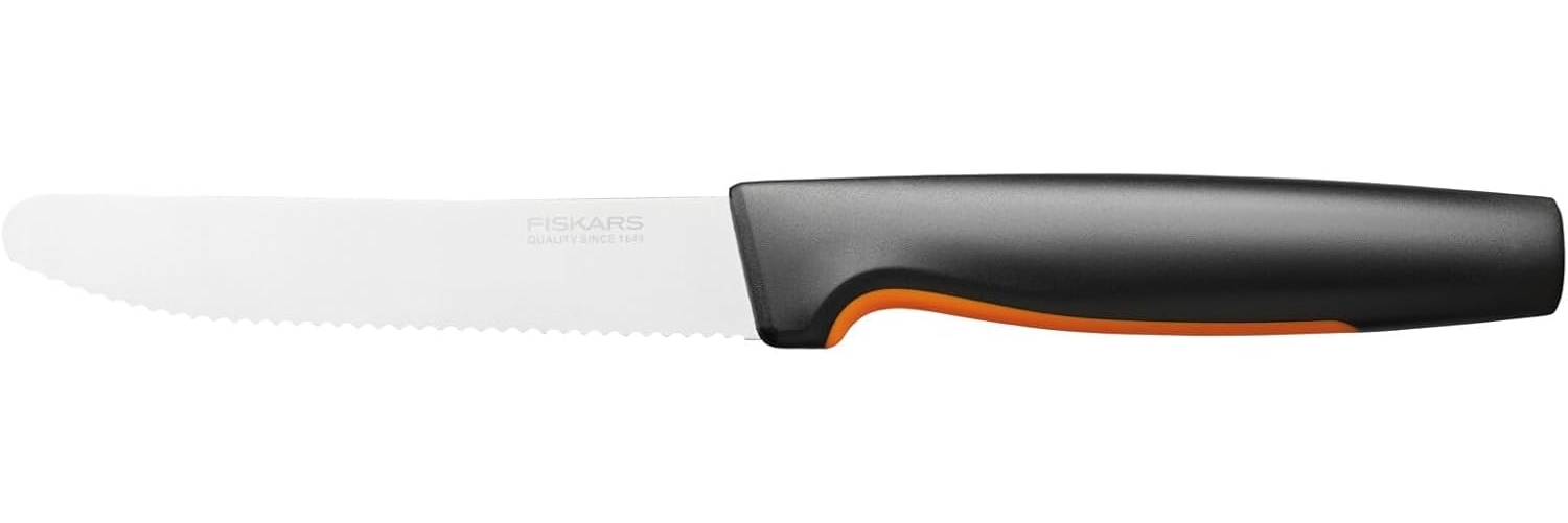 Fiskars 'Functional Form' Tomatenmesser mit Wellenschliff, Edelstahl schwarz, 11 cm Bild 1