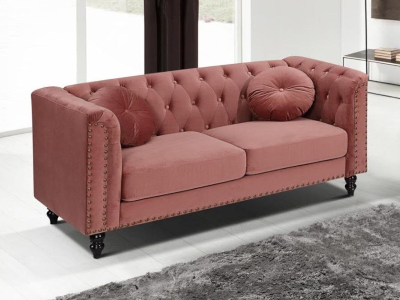 Vente-unique - Sofa 2-Sitzer - Samt - Altrosa - TURNER Bild 1