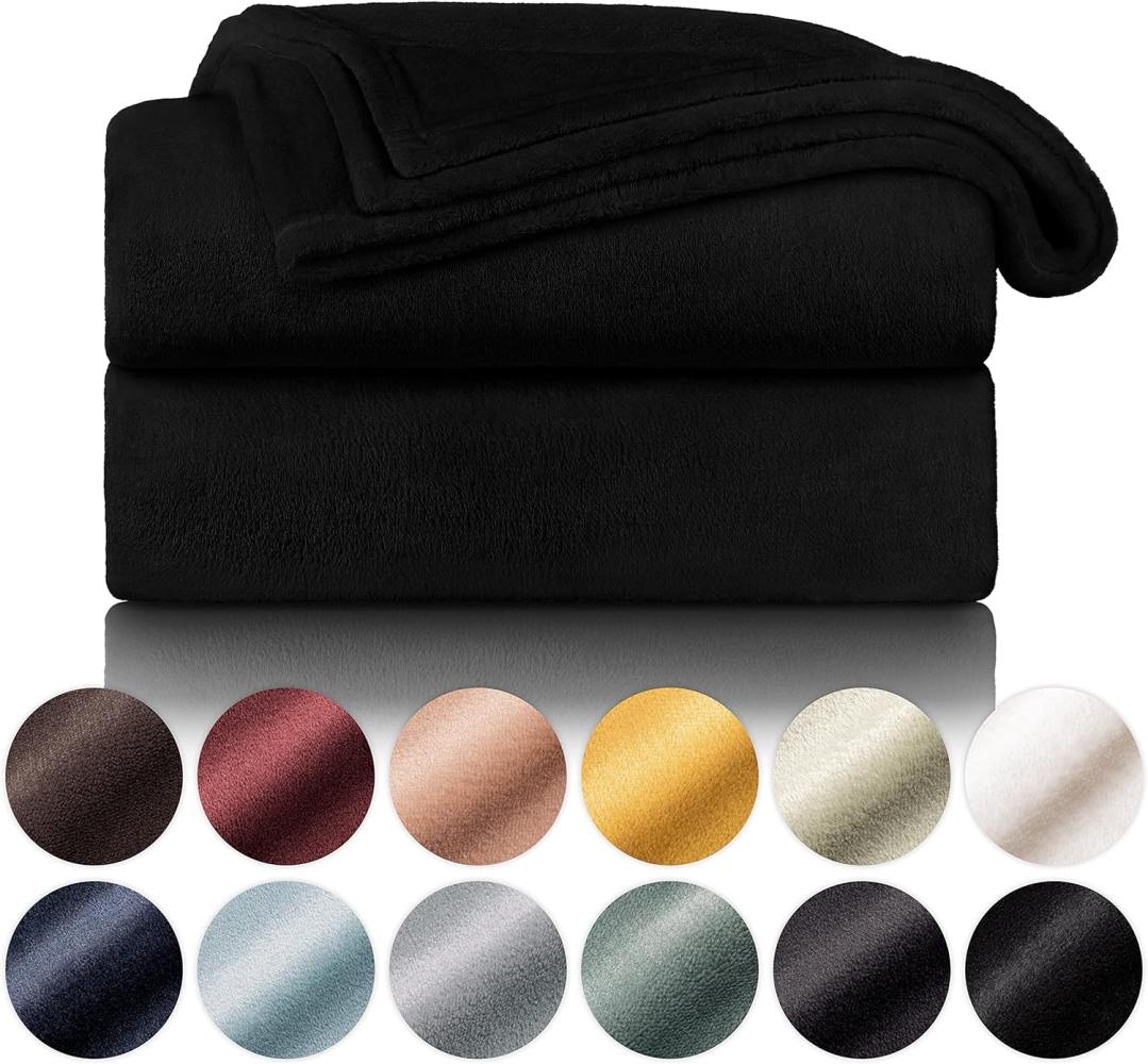 Blumtal Kuscheldecke aus Fleece - hochwertige Decke, Oeko-TEX® Zertifiziert in 270 x 230 cm, Kuscheldecke flauschig als Sofadecke, Tagesdecke oder Winterdecke, Schwarz Bild 1