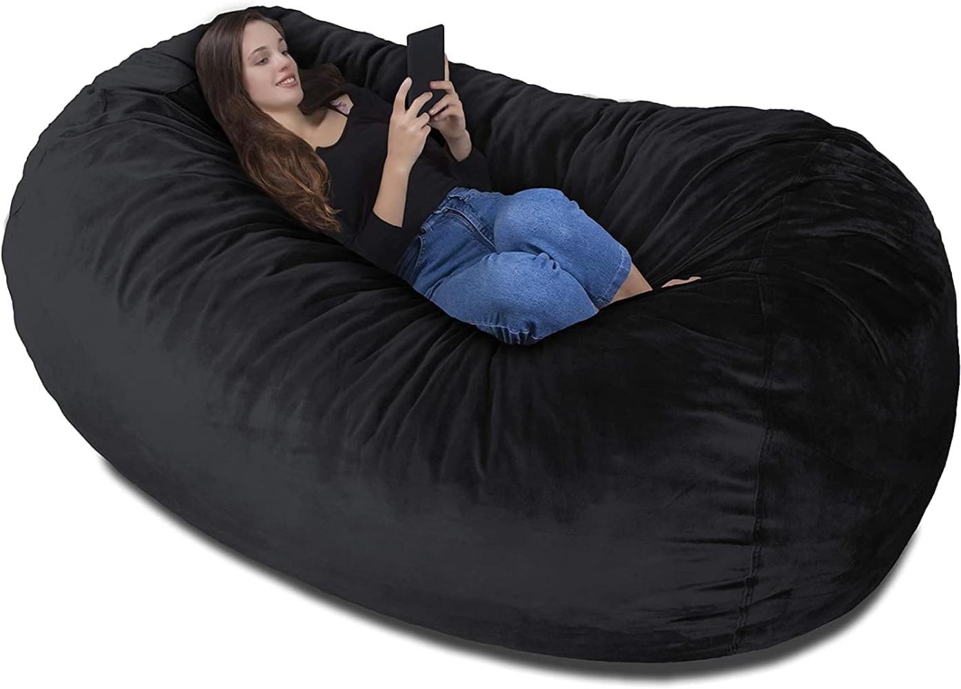 Charlie & Finn DER GRÖSSTE SITZSACK EUROPAS! Relaxen wie auf Einer Wolke Flauschige 1500 l Memory-Foam Füllung und Velour-Kuschelbezug in Elegant Schwarz. Jetzt noch größer! Bild 1