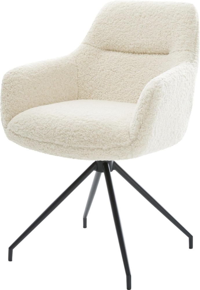 Esszimmerstuhl Pejo-Flex Teddystoff Beige Kreuzgestell konisch Schwarz Taschenfederkern Bild 1