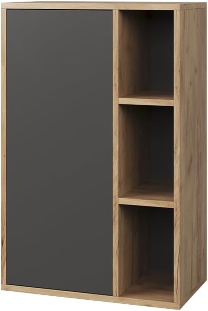 Hängeschrank Berno Goldkraft Eiche/Anthrazit 50.1 x 78.4 cm mit 3 offenen Fächern Vicco Bild 1