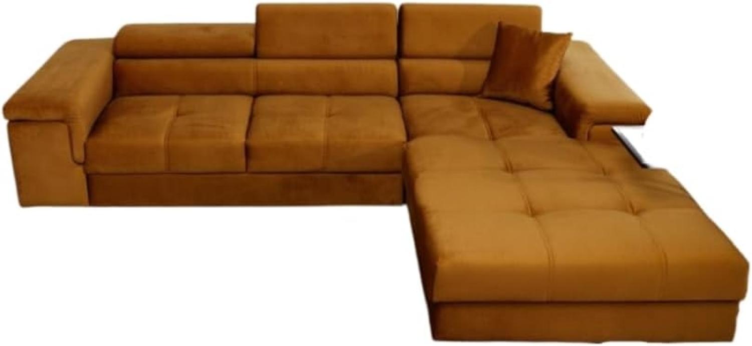 Designer Sofa Elegante mit Schlaf- und Klappfunktion Senf Rechts Bild 1