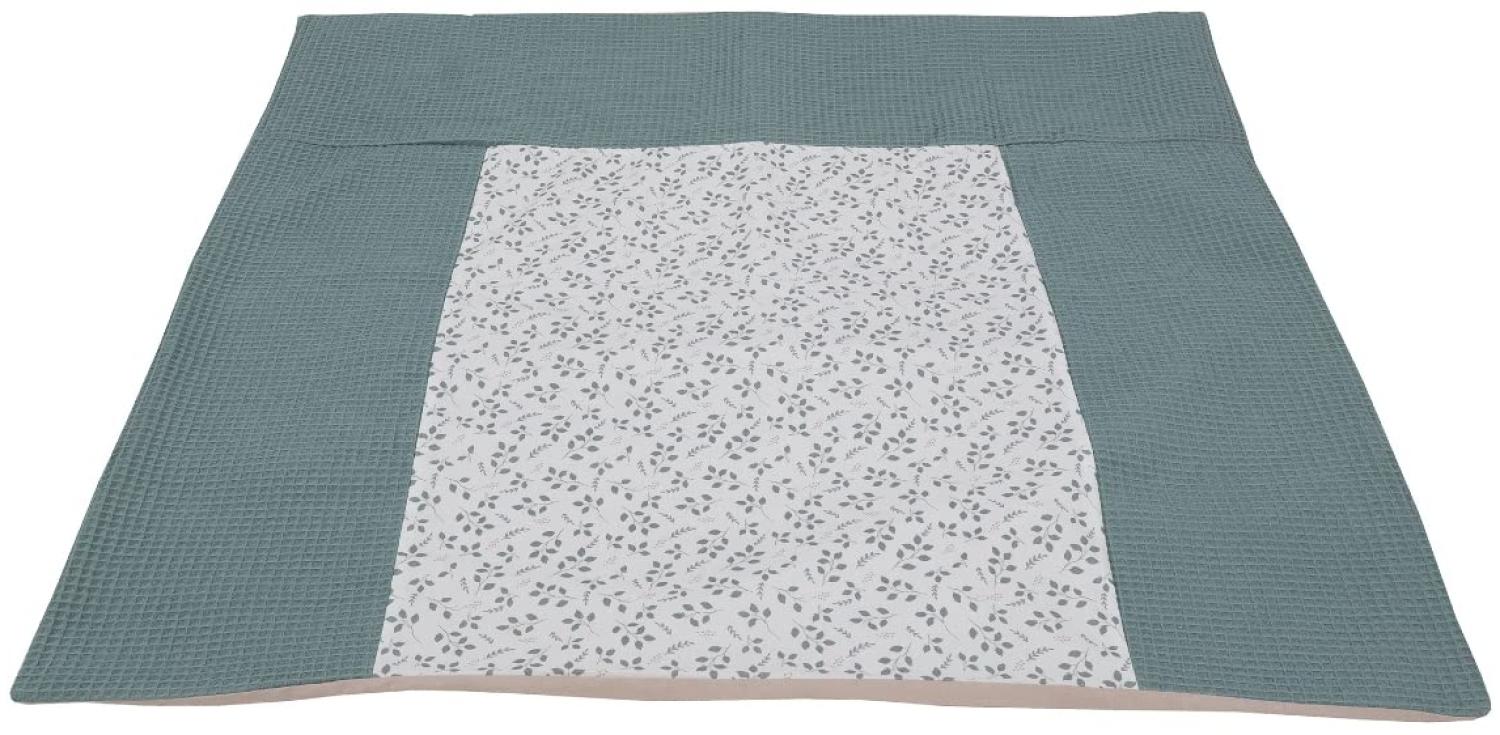 ULLENBOOM ® Wickelauflagenbezug 75x85 cm Floral-Grün (Made in EU) - abnehmbarer Bezug für Wickelauflage 85x75, Baby Überzug für Wickelunterlage aus Baumwolle, Wickelbezug für Wickeltisch Bild 1