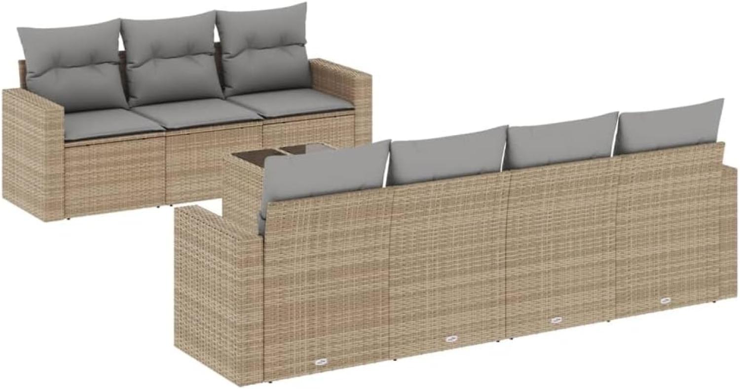 vidaXL 8-tlg. Garten-Sofagarnitur mit Kissen Beige Poly Rattan 3251066 Bild 1