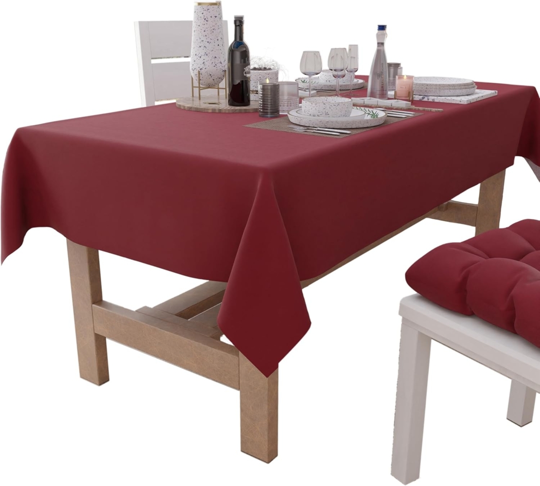 PETTI Artigiani Italiani - Rechteckige Tischdecke, Elegante Tischdecke, einfarbige Baumwolltischdecke, Küchentischdecke, Bordeaux-Tischdecke, 24-Sitzer (140x450 cm), 100% Made in Italy Bild 1