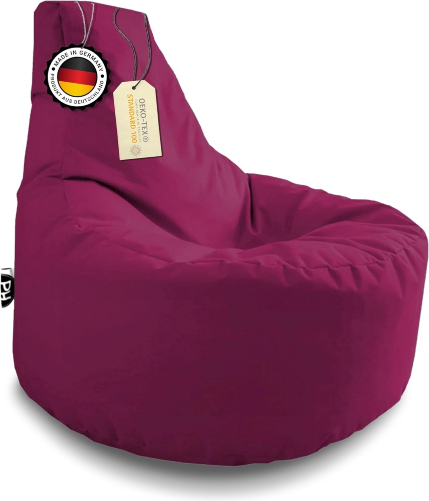 Patchhome Gamer Kissen Lounge Kissen Sitzsack Sessel Sitzkissen In & Outdoor geeignet fertig befüllt | Weinrot - Ø 75cm x Höhe 80cm - in 2 Größen und 25 Farben Bild 1