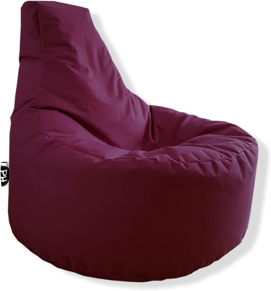 Patchhome Gamer Kissen Lounge Kissen Sitzsack Sessel Sitzkissen In & Outdoor geeignet fertig befüllt | Weinrot - Ø 75cm x Höhe 80cm - in 2 Größen und 25 Farben Bild 1