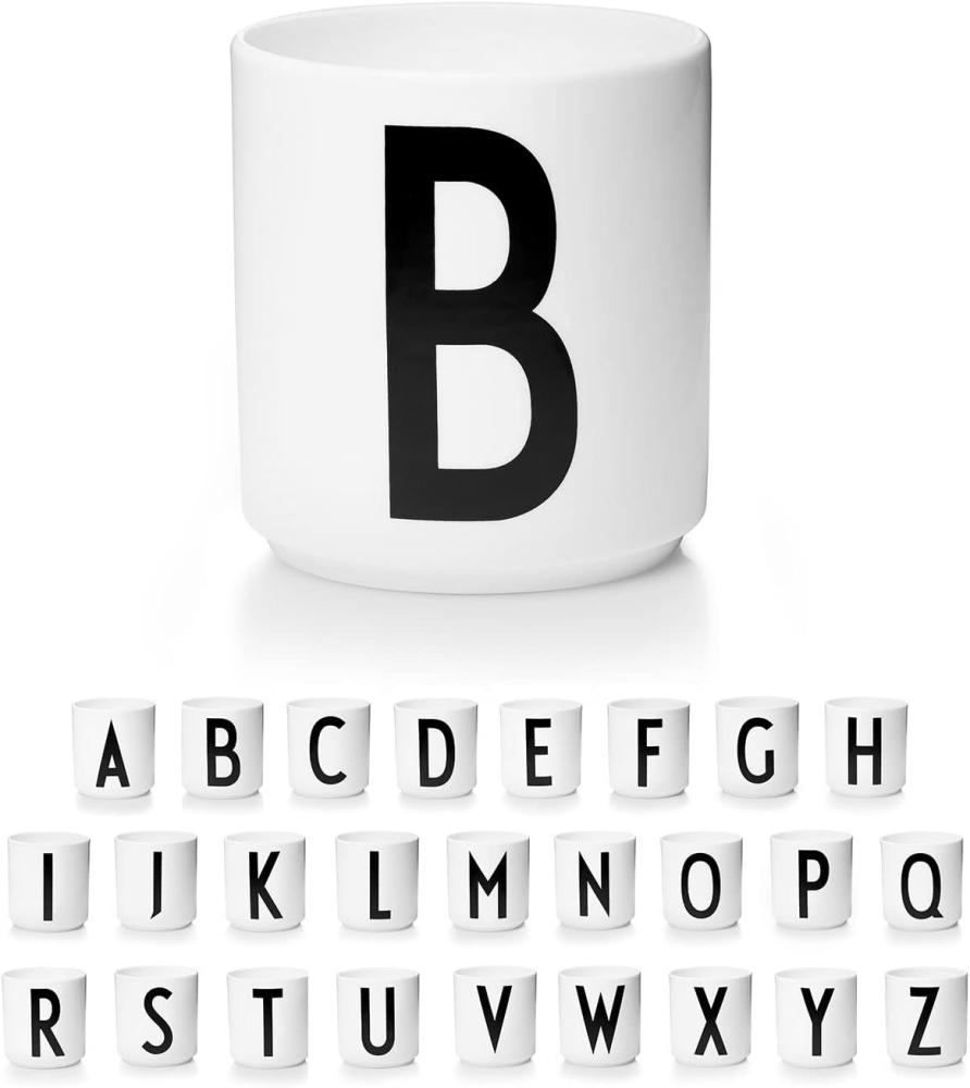 Design Letters Porzellan Kaffeetassen A-Z Weiß | Kaffeetasse | Geschenke für frauen, Männer | Verwendungals Zahnputzbecher, Teetasse | Dekorativ Design Tasse | Premium dekorativen Buchstaben becher Bild 1