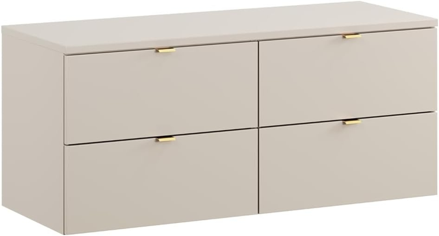 Lomadox Waschbeckenschrank DURANGO-56 Waschtischunterschrank 120cm, kaschmir, 2 Schubladen, Softclose Bild 1