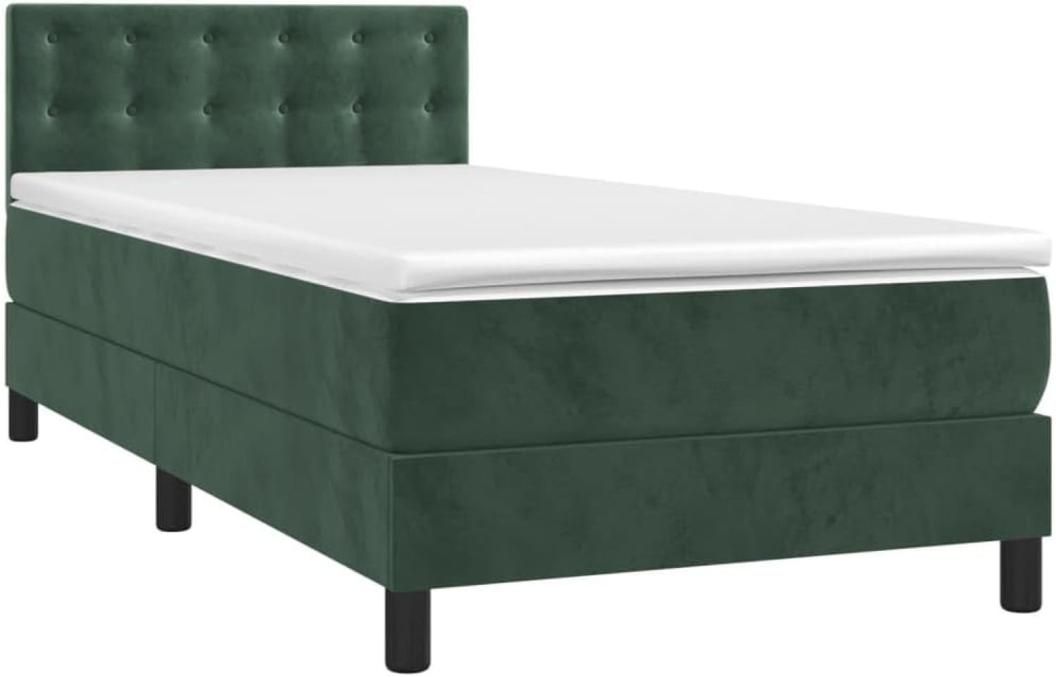 vidaXL Boxspringbett mit Matratze Dunkelgrün 90x190 cm Samt 3141518 Bild 1