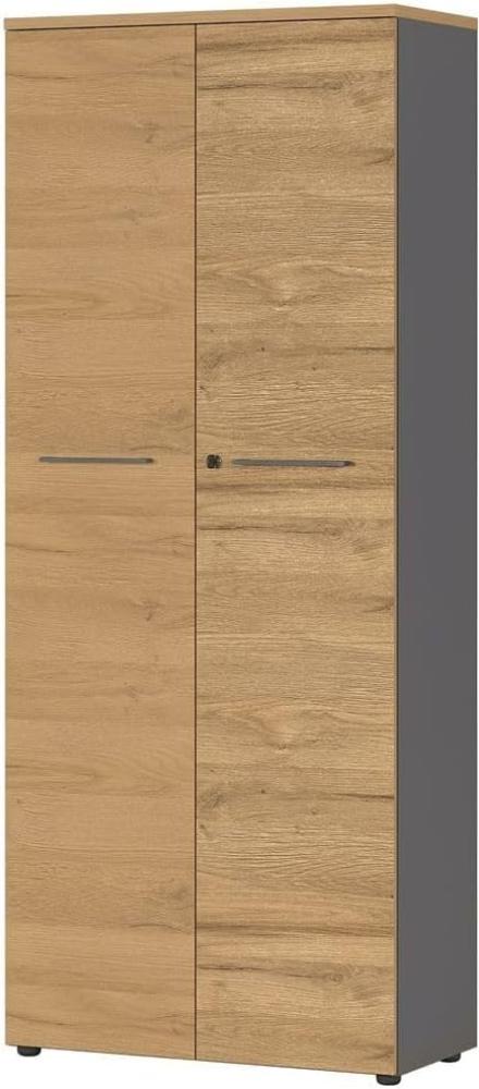 Aktenschrank 5OH 80cm AURAY-01 Graphit/Grandson-Eiche-Nb. B/H/T ca. 80/197/40cm Bild 1