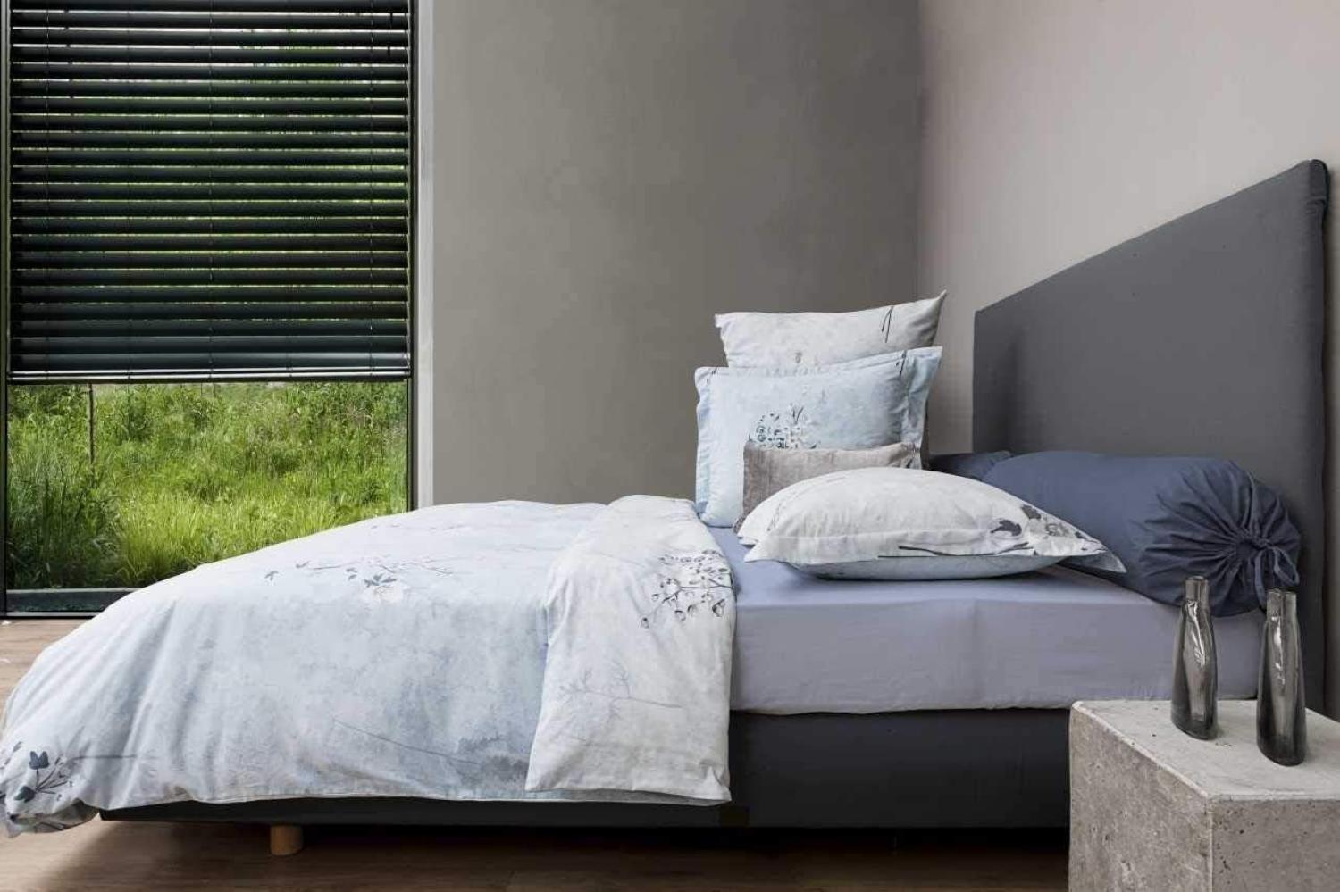 HnL Baumwolle Bettwäsche Hellblau Velvet Touch Ostana 135x200 cm Bild 1