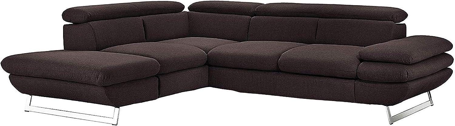 Mivano Ecksofa Prestige, Modernes L-Form-Sofa mit Ottomane, Kopfstützen und Armlehne verstellbar, 265 x 74 x 223, Strukturstoff, anthrazit Bild 1