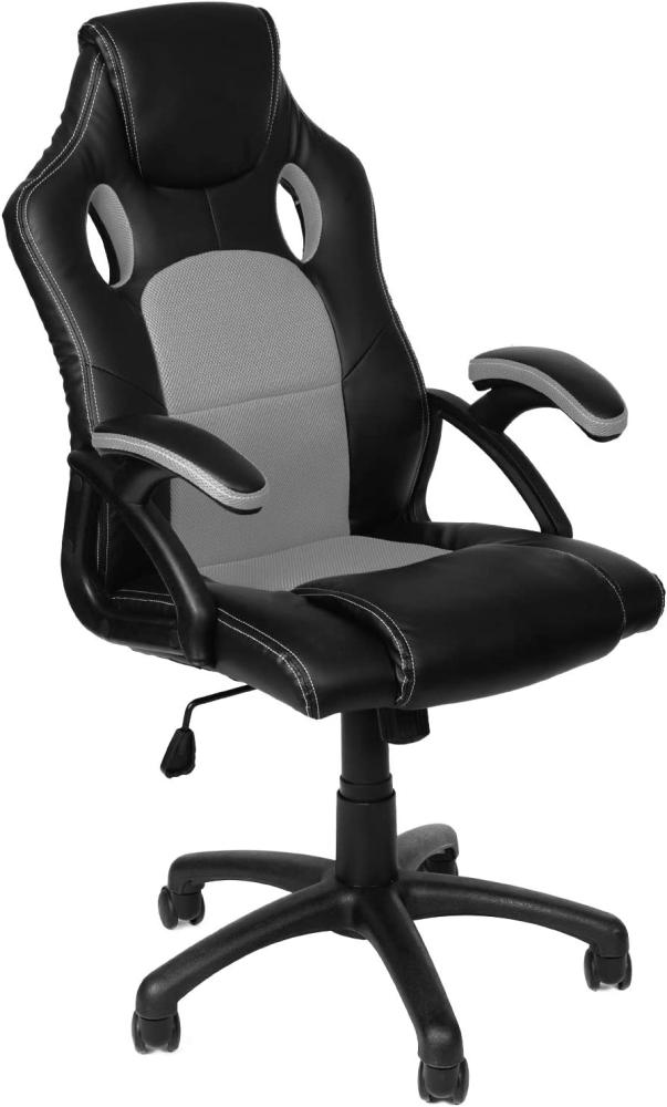 Gamer Stuhl Gaming Schreibtischstuhl Chefsessel Bürostuhl Ergonomisch, Grau, 9 Farbvarianten, gepolsterte Armlehnen, Wippmechanik, belastbar bis 150 kg, Lift TÜV geprüft, Panorama24 Bild 1