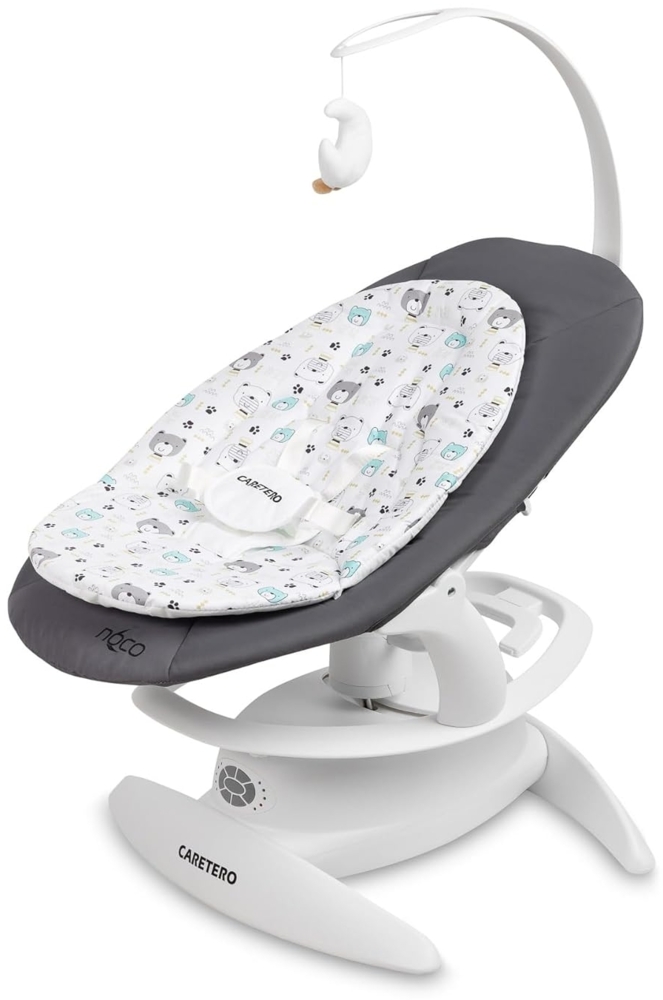 CARETERO - NOCO Baby Rocker - für Babys 0-12 Monate - mit Musik, 360° Drehsitz, verstellbarer Rückenlehne - verschiedene Schaukelmodi & Geschwindigkeiten - Graphit Bild 1