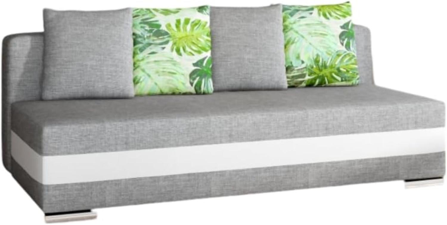 Designer Sofa Carina mit Schlaffunktion und Stauraum Grau/Weiß Bild 1