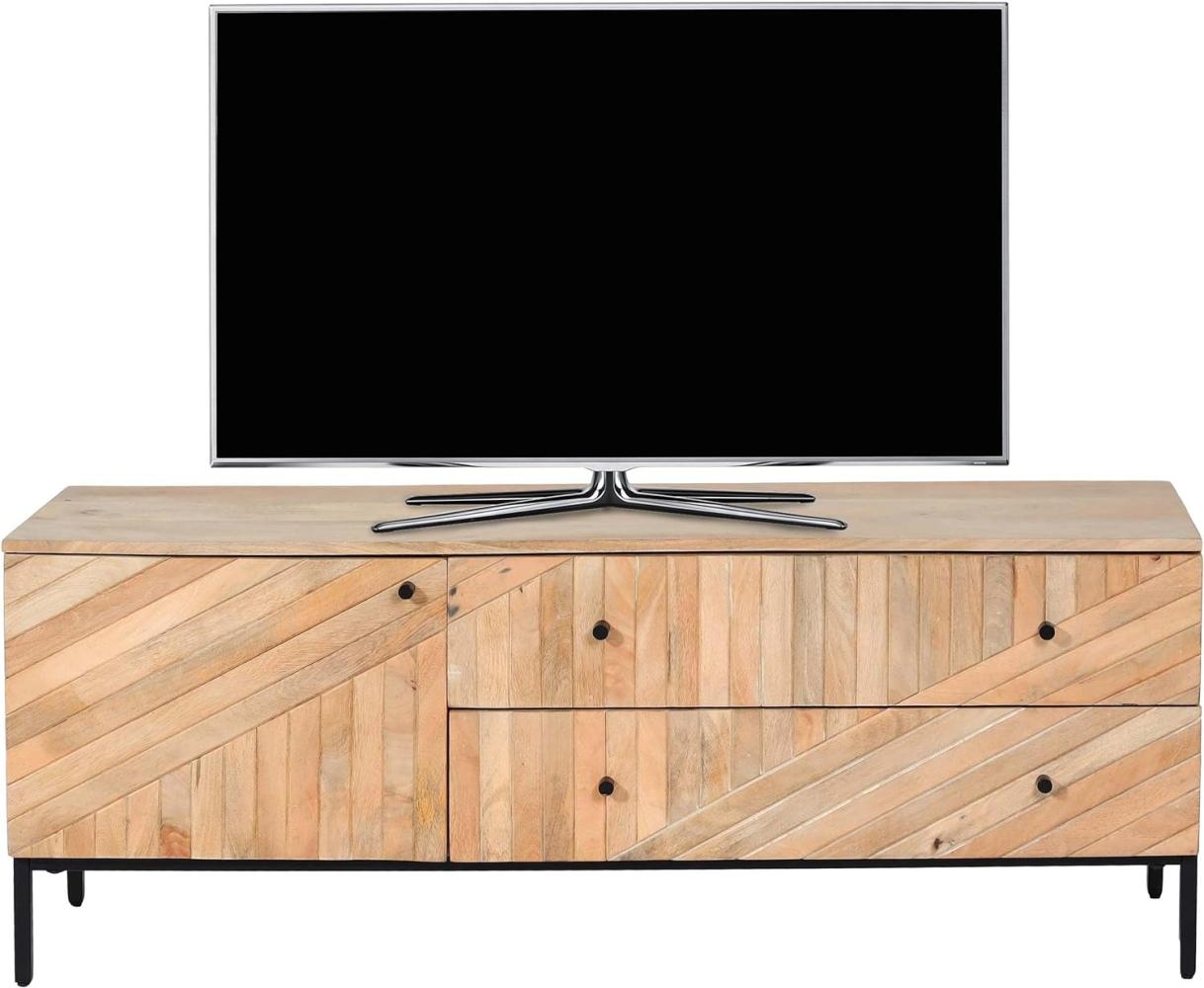 TV-Rack HWC-L95, TV-Board Fernsehtisch Lowboard TV-Schrank Kommode, Massiv-Holz Mango 56x145x43cm MVG, natur Bild 1