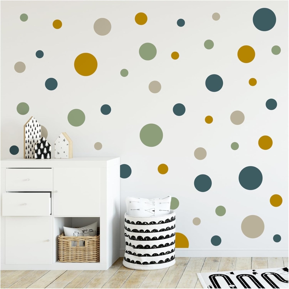 yabaduu 100 Klebepunkte Kreise Punkte Wandtattoo Kinderzimmer Schlafzimmer Babyzimmer Aufkleber Folie Deko Selbstklebend für Junge Mädchen Pastell Bild 1