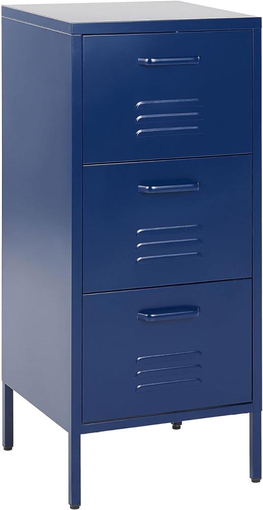 Aktenschrank Stahl marineblau 3 Schubladen WOSTOK Bild 1