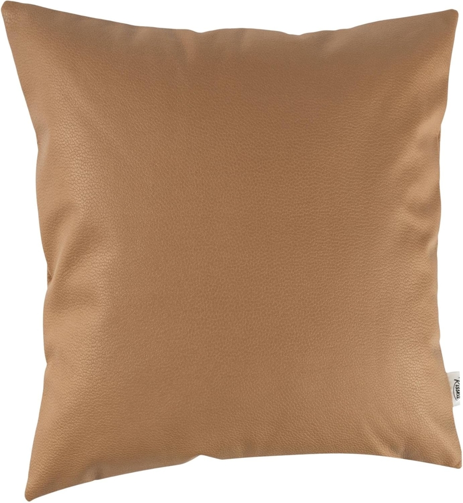 Kisska Dekokissen Kissenhülle KUMO atmungsaktive Kunstleder Kissenbezug Zierkissen, Kissenüberzug ohne Füllung Leder-Optik UNI 40x40 cm Einfarbig Safran Bild 1