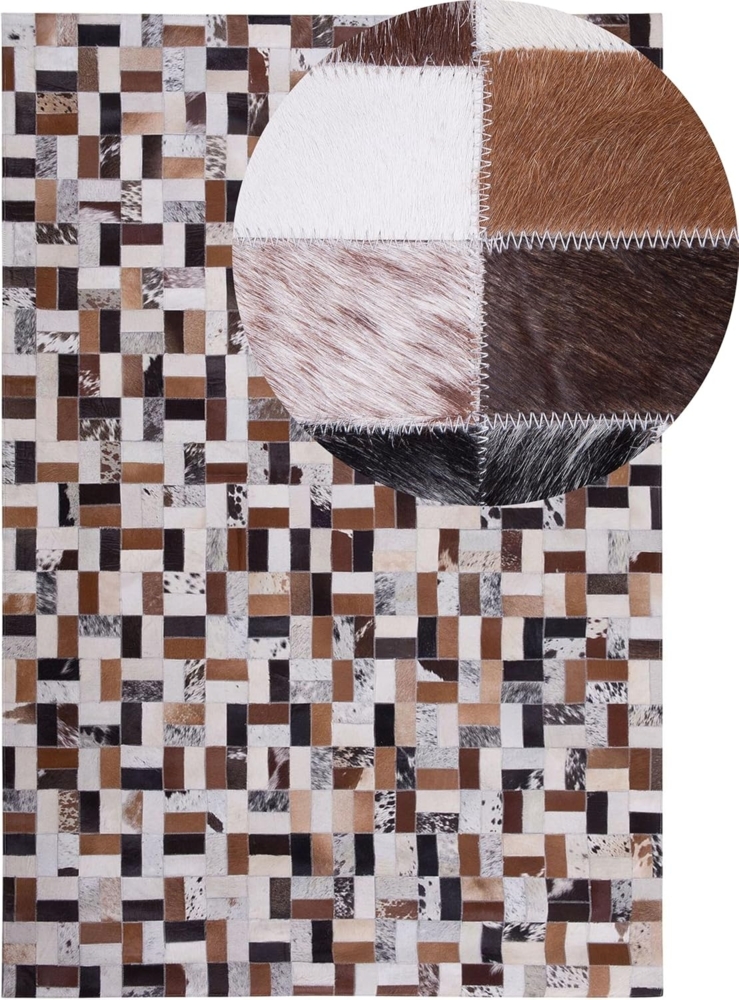 Teppich Kuhfell braun-beige 160 x 230 cm Patchwork CESME Bild 1