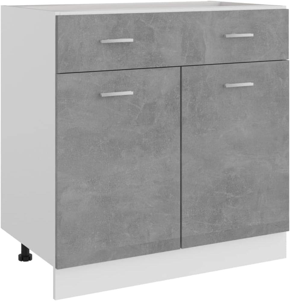 vidaXL Schubunterschrank mit 2 Regalböden 1 Schublade Schrank Küchenzeile Küchenmöbel Unterschrank Küchenschrank Betongrau 80x46x81,5cm Holzwerkstoff Bild 1